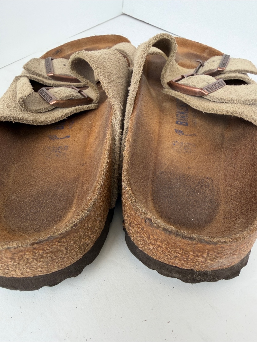 Birkenstock Suede Two-Strap Sandals in tan size 10 - Picture 6 of 6